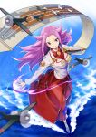  1girl airplane blazer blush breasts jun&#039;you_(kantai_collection) kantai_collection kishiro_(michiko) long_hair long_skirt magatama personification purple_hair scroll shikigami skirt smile solo spiky_hair violet_eyes water 