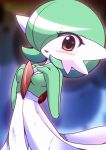  blush breasts gardevoir green_hair hair_over_one_eye hands_on_own_chest heart looking_at_viewer lowres no_humans open_mouth pokemon pokemon_(creature) pokemon_(game) red_eyes shiratsuki short_hair smile 