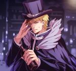  1boy blonde_hair bottle bxyzic cape dio_brando hat jojo_no_kimyou_na_bouken solo top_hat 