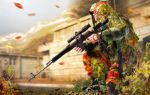  binoculars boots camouflage dragunov_svd ghillie_suit gun highres magazine_(weapon) military original red_star_alliance rifle scope sniper_rifle weapon 