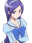  1girl aono_miki bow fresh_precure! hairband long_hair manji_(tenketsu) precure purple_hair school_uniform solo violet_eyes 