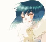  1girl ^_^ animal_request blue_hair bust closed_eyes copyright_request happy lowres short_hair smile solo yoshii 