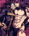  2boys cars_(jojo) dark_skin earrings enrico_pucci gedoooo horns jewelry jojo_no_kimyou_na_bouken long_hair multiple_boys purple_hair white_hair 