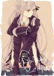  1girl braid dangan_ronpa gloves kirigiri_kyouko long_hair purple_hair ribbon school_uniform sitting solo violet_eyes 