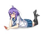  blush highres purple_hair seifuku_shoujo smile stocking_(psg) 