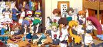  6+boys 6+girls alternate_costume ash_ketchum_(pokemon) axew baseball_cap beanie blue_rose blush computer cosplay cyndaquil dent_(pokemon) dress flower haruka_(pokemon) hat hikari_(pokemon) hiroshi_(pokemon) iris_(pokemon) kapirusu kasumi_(pokemon) kenji_(pokemon) kojirou_(pokemon) kosaburou_(pokemon) laptop lipstick makeup masato_(pokemon) meowth midriff mime_jr. mondo_(pokemon) multiple_boys multiple_girls musashi_(pokemon) ookido_shigeru pikachu piplup poke_ball pokemon pokemon_(anime) pokemon_(creature) rose satoshi_(pokemon) takeshi_(pokemon) team_rocket team_rocket_(cosplay) totodile wardrobe yamato_(pokemon) 