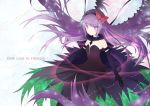  1girl akemi_homura akuma_homura bare_shoulders black_dress dress elbow_gloves gloves hairband long_hair mahou_shoujo_madoka_magica mahou_shoujo_madoka_magica_movie purple_hair sevens solo spoilers very_long_hair violet_eyes 