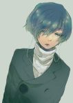  1boy arisato_minato blazer blue_hair earplugs looking_away makokokokokoko male persona persona_3 sad solo turtleneck yuuki_makoto 