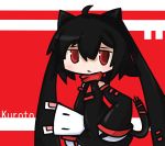  1girl ahoge animal_ears black_hair cat_ears cat_tail claws doll highres nu-nyu open_mouth original rabbit red_eyes short_hair tail 