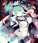  1girl artist_name bodysuit breasts cape cell1913 glowing glowing_eyes green_eyes green_hair kantai_collection long_hair marker_(medium) monster multicolored_hair pale_skin personification sample shinkaisei-kan traditional_media white_hair wo-class_aircraft_carrier 