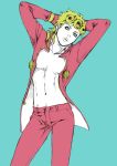  1boy blonde_hair blue_eyes chonorin giorno_giovanna jojo_no_kimyou_na_bouken open_clothes open_jacket solo 