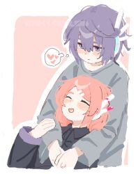  2girls 522_2536 expressionless happy heart highres momone_momo multiple_girls pink_hair purple_hair robot_ears smile spoken_heart utane_uta utau violet_eyes 