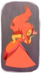  1girl adventure_time blown_kiss blush closed_eyes delico dress fire flame_princess forehead_jewel gown hand_on_hip leaning_forward long_dress long_hair no_hands orange_hair payot yellow_skin 