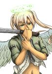  1girl blonde_hair green_eyes machete military military_uniform shuumatsu_no_maris_stella solo son_(junsoon) twintails uniform weapon 