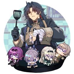  >_< 2boys 3girls :3 ahoge all_fours bag bandaged_hand bandages bandages_over_clothes belt black_boots black_bow black_coat black_gloves black_hair black_hairband black_jacket black_pants black_ribbon black_shorts black_thighhighs blade_(honkai:_star_rail) blue_hair blue_pupils boots border bottle bow buttons cabinet caelus_(honkai:_star_rail) chinese_clothes closed_eyes closed_mouth coat colored_inner_hair commentary_request cooking crossed_bangs cup diamond_mouth dress drill_hair drill_ponytail drinking_glass earrings empty_eyes firefly_(honkai:_star_rail) food fruit frying_pan full_body fur-trimmed_jacket fur_trim garter_straps gloves goggles grey_belt grey_hair grey_pantyhose hair_between_eyes hair_ornament hair_over_one_eye hair_ribbon hairband hairclip hairpin hand_on_own_face hand_up hands_up high_ponytail highres holding holding_frying_pan honkai:_star_rail honkai_(series) indoors jacket jewelry kafka_(honkai:_star_rail) kitchen lapels long_hair long_sleeves looking_at_another looking_at_viewer looking_down looking_to_the_side lying mandarin_orange mani_uni02 mini_person miniboy minigirl multicolored_hair multiple_belts multiple_boys multiple_girls on_back open_clothes open_jacket open_mouth outside_border outstretched_arms pants pantyhose ponytail powder puffy_long_sleeves puffy_sleeves purple_gloves purple_hair red_belt red_eyes ribbon sarashi saucepan shirt shoes short_hair short_shorts shorts sidelocks silver_wolf_(honkai:_star_rail) single_glove sitting sleeping spider_web_print spread_arms stellaron_hunters_(honkai:_star_rail) t-shirt tank_top thigh-highs thigh_strap trailblazer_(honkai:_star_rail) upper_body v-shaped_eyebrows violet_eyes white_border white_dress white_shirt white_shoes white_tank_top 