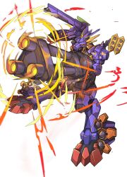  absurdres arm_cannon armor blue_armor commentary_request digimon digimon_(creature) digital_monster_x-evolution gatling_gun highres humanoid_robot metalgarurumon_x-antibody missile_pod mix_(candlmix) purple_armor red_eyes robot shoulder_cannon weapon 