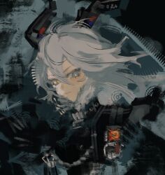  1girl absurdres badge black_coat black_horns closed_mouth coat commentary english_commentary fur_trim grey_hair hair_between_eyes heterochromia highres horns leaning_to_the_side long_hair long_sleeves multicolored_eyes sketch solo star-shaped_pupils star_(symbol) sunbringer_(zenless_zone_zero) symbol-shaped_pupils upper_body wavy_hair zenless_zone_zero zorcha 