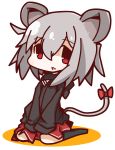  1girl alternate_costume animal_ears grey_hair highres mouse_ears mouse_tail nazrin nu-nyu open_mouth red_eyes ribbon short_hair tail touhou 