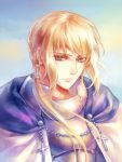  1boy armor bedivere blonde_hair blue_eyes cape fate/stay_night fate_(series) kanmuri_(hanyifan30338) long_hair solo twintails violet_eyes 
