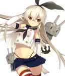  1girl black_panties blonde_hair elbow_gloves gloves hair_ornament hairband highres kantai_collection long_hair looking_at_viewer panties personification rensouhou-chan sanae_(artist) shimakaze_(kantai_collection) skirt solo striped striped_legwear thighhighs underwear white_gloves 