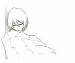  1girl animated animated_gif bed_sheet bleach kuchiki_rukia lineart short_hair sketch solo tenka-kun 
