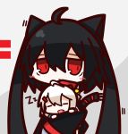  2girls ahoge animal_ears black_hair cat_ears cat_tail claws closed_eyes fang highres multiple_girls nu-nyu open_mouth original red_eyes short_hair sleeping tail white_hair zzz 