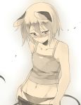    1girl akagashi_hagane animal_ears bare_shoulders blush monochrome mouse_ears mouse_tail nazrin panties short_hair solo tail touhou underwear undressing 