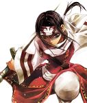  1girl black_hair headband kingdom kyoukai_(kingdom) long_hair ponytail renka_(sonatalove2) scarf sword weapon 