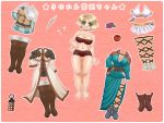  1girl apple arisen_(dragon&#039;s_dogma) arusha bandeau boots boyshorts breasts capelet chibi circlet dragon&#039;s_dogma food fruit fur_cape grapes hand_on_hip lantern large_breasts long_coat long_skirt paper_doll side_slit skirt smile thigh_boots thigh_gap thigh_strap thighhighs translation_request 