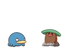  closed_mouth diglett highres lily_pad looking_at_object lotad missing_headwear mole no_humans pokemon pokemon_(creature) simple_background surippa1010 tagme white_background 