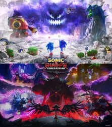  2204design 3d 6+boys aircraft aura biolizard black_doom blender_(medium) building city commentary demon_horns destruction devil_doom doom's_eye_(sonic) doom_wings english_commentary furry furry_male gears gloves glowing glowing_eyes hedgehog_boy highres horns logo male_focus mecha mechanical_arms mephiles_the_dark metal_overlord metal_sonic monster motor_vehicle multiple_boys non-humanoid_robot red_eyes red_shoes road_sign robot rubble ruins scenery shadow_the_hedgehog sharp_teeth shoes sign smoke socks sonic_(series) sonic_generations sonic_the_hedgehog sonic_x_shadow_generations teeth third_eye violet_eyes white_gloves white_shoes white_socks wings yellow_eyes 