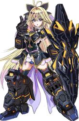  1girl antenna_hair black_bow black_capelet black_dress blonde_hair bow breasts brooch capelet commentary_request cosplay cure_arcana_shadow diamond_hairband dress frilled_capelet frills full_body gradient_hair gundam gundam_unicorn hair_intakes heart heart_brooch highres holding holding_shield huo_ji_wu jewelry long_hair looking_at_viewer magical_girl meitantei_precure! moria_luluka multicolored_hair nt-d open_mouth precure purple_veil shield solo unicorn_gundam_banshee unicorn_gundam_banshee_(cosplay) unicorn_gundam_banshee_norn unicorn_gundam_banshee_norn_(cosplay) v veil very_long_hair violet_eyes 