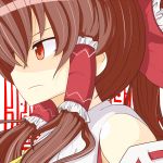  1girl bare_shoulders bow brown_hair detached_sleeves hair_bow hair_tubes hakurei_reimu monomi profile red_eyes solo touhou 