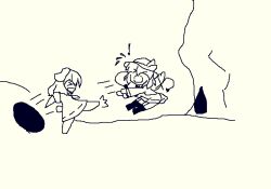 2girls disembodied_linked_eye garter_belt green_hair heart heart_of_string inaba_tewi komeiji_koishi multiple_girls pixel_art raizzeldaizzel surprised touhou 