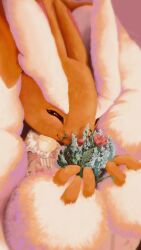  absurdres brown_fur closed_eyes closed_mouth commentary english_commentary flower furry halfbaked-hope highres lopunny no_humans pokemon pokemon_(creature) pokemon_focus portrait rabbit_girl red_flower smile solo 