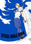  1boy blonde_hair blue_eyes hat hoodie johnny_joestar jojo_no_kimyou_na_bouken koeri solo standing steel_ball_run 