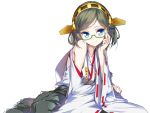  1girl bare_shoulders black_hair blue_eyes detached_sleeves glasses hairband hong_(white_spider) japanese_clothes kantai_collection kirishima_(kantai_collection) personification short_hair smile solo 