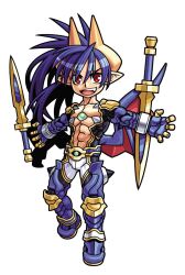  1boy armor armored_boots blue_armor blue_gloves blue_hair boots chest_jewel dragon_boy dragon_wings fang floating floating_object floating_sword floating_weapon gauntlets gloves gold_horns gold_trim harakawa_mitsuhiro high_ponytail long_hair low_wings muscular muscular_male official_art open_mouth pants pointy_ears ponytail red_eyes ryuuga_(shinrabanshou) shinrabanshou solo sword teeth third-party_source transparent_background upper_teeth_only weapon white_pants wings 