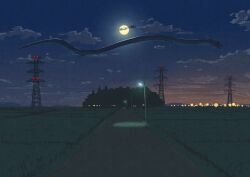  adversarial_noise city_lights clouds commentary_request dragon dragon_horns flying forest full_moon grass highres horns kaiju lamppost manda_(godzilla) moon nature night no_humans open_mouth outdoors perori_(peroringa) power_lines rice_paddy road scenery silhouette street summer toho_(movie_company) tree utility_pole 