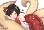  1girl ahri animal_ears artist_request facial_mark fox_tail league_of_legends looking_at_viewer tail 
