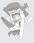  1girl black_gloves black_legwear blade_(galaxist) bodysuit cape gloves kantai_collection monster pale_skin personification rough shinkaisei-kan silver_hair simple_background solo thighhighs trembling wo-class_aircraft_carrier yellow_eyes 