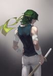  1boy bandages green_hair kill_la_kill male mask mask_alice sanageyama_uzu shinai solo sword weapon 