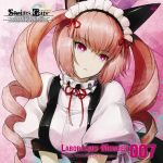  1girl album_cover animal_ears cat_ears character_name copyright_name cover drill_hair english faris_nyannyan huke long_hair maid maid_headdress official_art parted_lips pink_eyes pink_hair puffy_short_sleeves puffy_sleeves ribbon scan short_sleeves solo steins;gate twin_drills twintails 