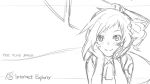  1girl aizawa_inori collateral_damage_studios copyright_name english freckles internet_explorer looking_at_viewer monochrome personification single_glove sketch smile solo source_request tagme waha_(artist) 