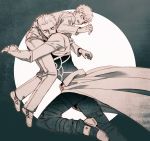  2boys archer carrying emiya_shirou fate/stay_night fate_(series) full_moon monochrome moon multiple_boys tam_(cuq) 