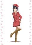  1girl black_hair boots brown_eyes hat k-on! knee_boots long_hair nakano_azusa oku_no_shi solo twintails 