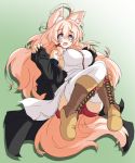  1girl ahoge animal_ears borrowed_character breasts large_breasts long_hair looking_at_viewer open_mouth original plum_(mudaikun) smile solo tail very_long_hair yu-ves 