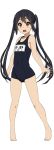  1girl black_hair blush brown_eyes highres k-on! long_hair nakano_azusa school_swimsuit simple_background solo swimsuit twintails watanore 