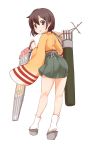  1girl arrow brown_eyes brown_hair from_behind highres hiryuu_(kantai_collection) japanese_clothes kantai_collection looking_back open_mouth personification quiver shishigami_(sunagimo) short_hair solo wide_sleeves 
