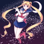  1girl bishoujo_senshi_sailor_moon blonde_hair blue_eyes choker double_bun elbow_gloves gloves hinoichi241 long_hair magical_girl milky_way moon sailor_moon sailor_senshi solo star_(sky) tiara tsukino_usagi 